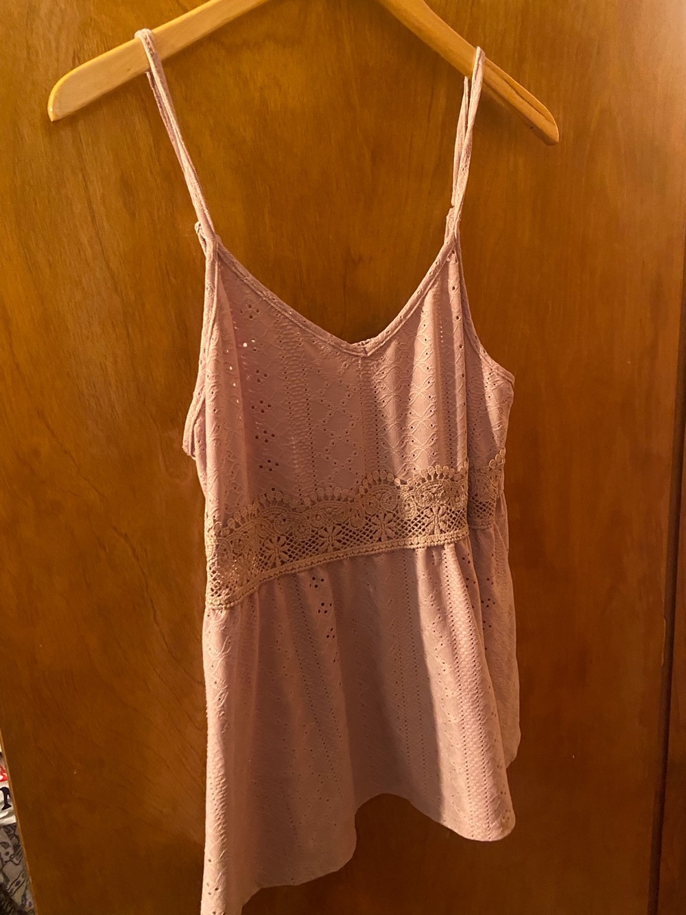SHEIN Women's Dusty Rose Lace-Trim Cami Top Size 1X